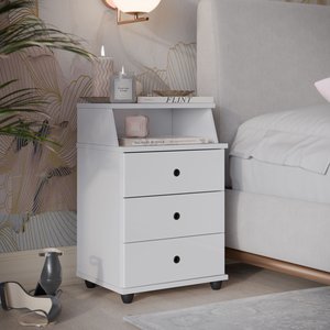 Mesa de Cabeceira 3 Gavetas Luxo Branco