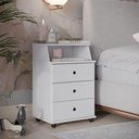 Ver imagem 1 de Mesa de Cabeceira 3 Gavetas Luxo Branco