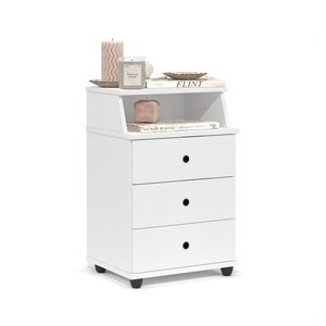 Mesa de Cabeceira 3 Gavetas Luxo Branco