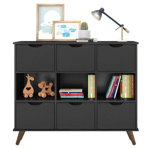 Nicho Organizador Retrô 6 Gavetas Preto - Qmovi