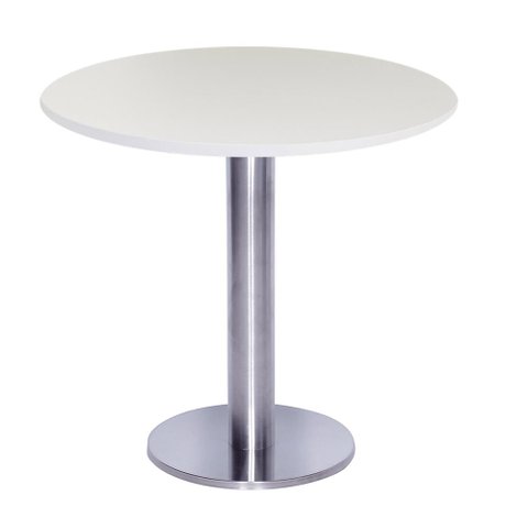 Mesa Beta Big Inox 75 Cm (alt) Disco Redondo Tampo Mdp Redondo 70 Cm (larg) X 2,50 Cm (alt) Branco