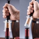 Ver imagem 3 de Saca Rolhas a Vácuo Manual para Vinho Abridor de Garrafa Aço Inox Corpo Transparente Utimix