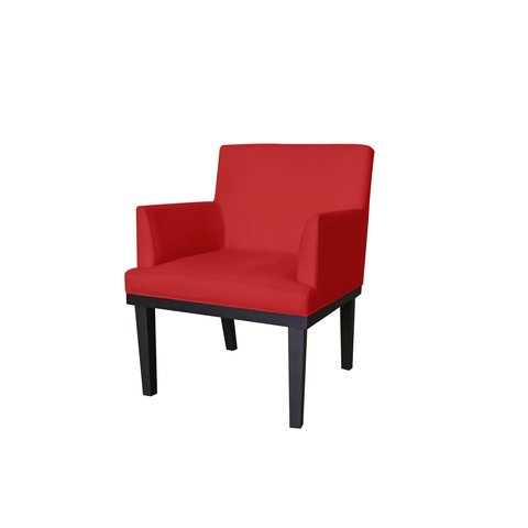 Poltrona Decorativa Vitória Suede Vermelho Pés Madeira Ms Decor