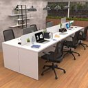 Ver imagem 3 de Conjunto Estação de Trabalho 6 Lugares com 6 Cadeiras de Escritório Ergonômicas - Branco