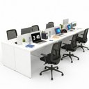 Ver imagem 4 de Conjunto Estação de Trabalho 6 Lugares com 6 Cadeiras de Escritório Ergonômicas - Branco