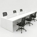 Ver imagem 1 de Conjunto Estação de Trabalho 6 Lugares com 6 Cadeiras de Escritório Ergonômicas - Branco