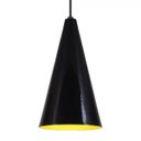 Ver imagem 3 de Pendente Cone Luminária Lustre Alumínio Preto Brilhante com Amarelo - Rei Da Iluminação