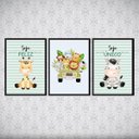 Ver imagem 2 de Kit 3 Quadros Tema Safari Infantil Seja Feliz 45x34cm:Madeira preta
