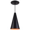 Ver imagem 1 de Pendente Cone Luminária Lustre Alumínio Preto Textura com Laranja - Rei Da Iluminação