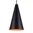 Ver imagem 3 de Pendente Cone Luminária Lustre Alumínio Preto Textura com Laranja - Rei Da Iluminação