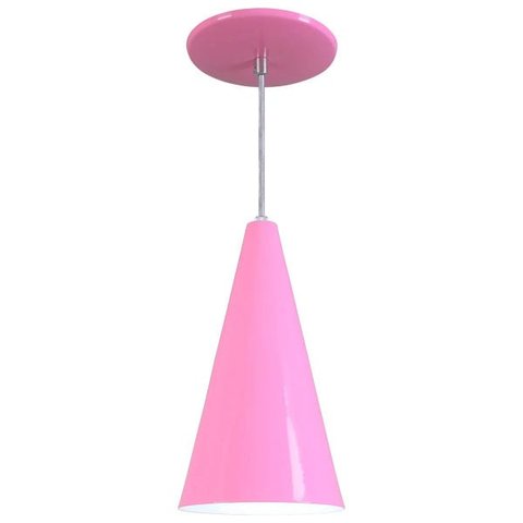 Pendente Cone Luminária Lustre Alumínio Rosa - Rei Da Iluminação