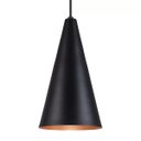 Ver imagem 3 de Pendente Cone Luminária Lustre Alumínio Preto Textura com Cobre - Rei Da Iluminação