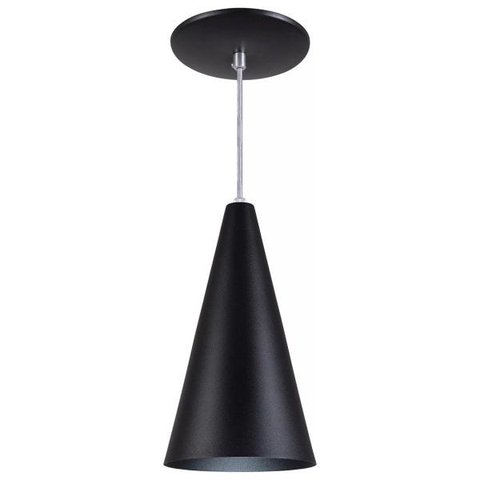 Pendente Cone Luminária Lustre Alumínio Preto Textura - Rei Da Iluminação