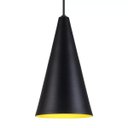 Ver imagem 3 de Pendente Cone Luminária Lustre Alumínio Preto Textura com Amarelo - Rei Da Iluminação