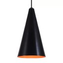 Ver imagem 3 de Pendente Cone Luminária Lustre Alumínio Preto Fosco com Laranja - Rei Da Iluminação