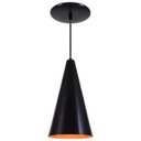 Ver imagem 1 de Pendente Cone Luminária Lustre Alumínio Preto Fosco com Laranja - Rei Da Iluminação