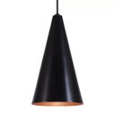 Ver imagem 3 de Pendente Cone Luminária Lustre Alumínio Preto Fosco com Cobre - Rei Da Iluminação