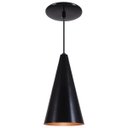 Ver imagem 1 de Pendente Cone Luminária Lustre Alumínio Preto Fosco com Cobre - Rei Da Iluminação