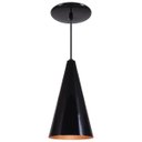 Ver imagem 1 de Pendente Cone Luminária Lustre Alumínio Preto Brilhante com Cobre - Rei Da Iluminação