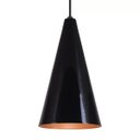 Ver imagem 3 de Pendente Cone Luminária Lustre Alumínio Preto Brilhante com Cobre - Rei Da Iluminação