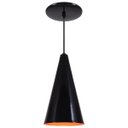 Ver imagem 1 de Pendente Cone Luminária Lustre Alumínio Preto Brilhante com Laranja - Rei Da Iluminação