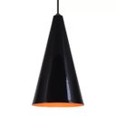 Ver imagem 3 de Pendente Cone Luminária Lustre Alumínio Preto Brilhante com Laranja - Rei Da Iluminação