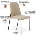 Ver imagem 4 de Cadeira Decorativa Estofada Sala de Jantar Bella L02 Couríssimo Whisky Linho Bege Escuro - Lyam Deco