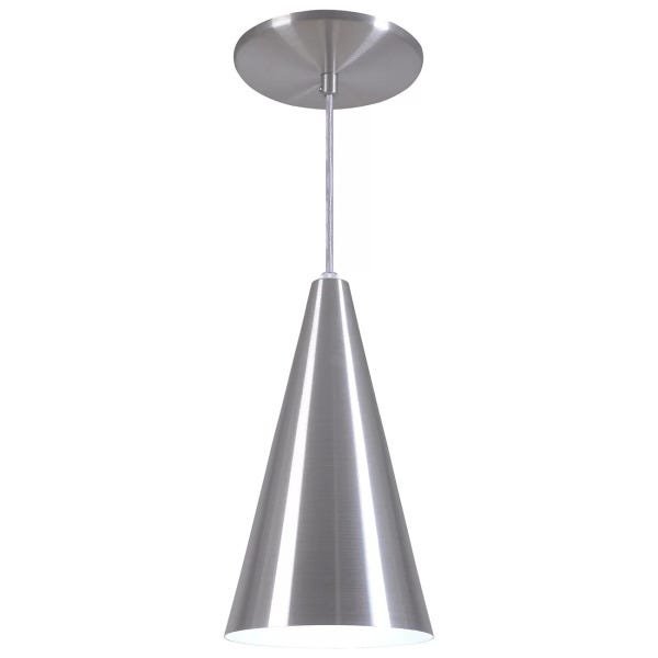 Pendente Cone Luminária Lustre Alumínio Escovado - Rei Da Iluminação