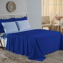 Ver imagem 1 de Jogo de Cama Casal Viúva Nobre 4 Peças Malha 100% Algodão - Royal / Azul-bebê