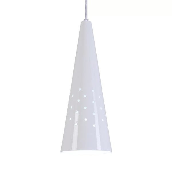 Pendente Cone Furado Luminária Lustre Alumínio Branco Brilhante - Rei Da Iluminação - 3