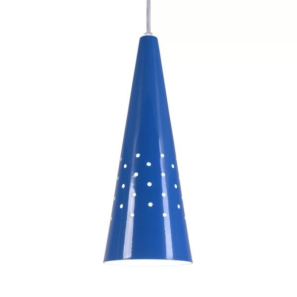 Pendente Cone Furado Luminária Lustre Alumínio Azul Royal - Rei Da Iluminação - 3