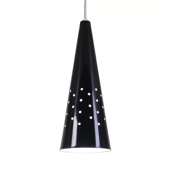 Pendente Cone Furado Luminária Lustre Alumínio Preto Brilhante - Rei Da Iluminação - 3