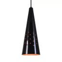 Ver imagem 3 de Pendente Cone Furado Luminária Lustre Alumínio Preto Brilhante com Cobre - Rei Da Iluminação