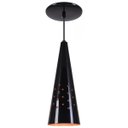 Ver imagem 1 de Pendente Cone Furado Luminária Lustre Alumínio Preto Brilhante com Cobre - Rei Da Iluminação