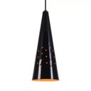 Ver imagem 3 de Pendente Cone Furado Luminária Lustre Alumínio Preto Brilhante com Laranja - Rei Da Iluminação