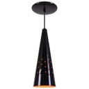 Ver imagem 1 de Pendente Cone Furado Luminária Lustre Alumínio Preto Brilhante com Laranja - Rei Da Iluminação