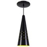 Pendente Cone Furado Luminária Lustre Alumínio Preto Fosco com Amarelo - Rei Da Iluminação - 1