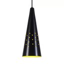 Ver imagem 3 de Pendente Cone Furado Luminária Lustre Alumínio Preto Fosco com Amarelo - Rei Da Iluminação