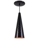 Ver imagem 1 de Pendente Cone Furado Luminária Lustre Alumínio Preto Fosco com Cobre - Rei Da Iluminação