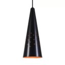 Ver imagem 3 de Pendente Cone Furado Luminária Lustre Alumínio Preto Fosco com Cobre - Rei Da Iluminação