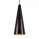 Ver imagem 3 de Pendente Cone Furado Luminária Lustre Alumínio Preto Fosco com Laranja - Rei Da Iluminação