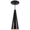 Ver imagem 1 de Pendente Cone Furado Luminária Lustre Alumínio Preto Fosco com Laranja - Rei Da Iluminação
