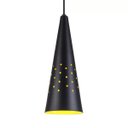 Ver imagem 3 de Pendente Cone Furado Luminária Lustre Alumínio Preto Textura com Amarelo - Rei Da Iluminação