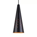 Ver imagem 3 de Pendente Cone Furado Luminária Lustre Alumínio Preto Textura com Laranja - Rei Da Iluminação