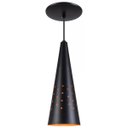 Ver imagem 1 de Pendente Cone Furado Luminária Lustre Alumínio Preto Textura com Laranja - Rei Da Iluminação