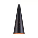 Ver imagem 3 de Pendente Cone Furado Luminária Lustre Alumínio Preto Textura com Cobre - Rei Da Iluminação