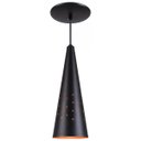 Ver imagem 1 de Pendente Cone Furado Luminária Lustre Alumínio Preto Textura com Cobre - Rei Da Iluminação