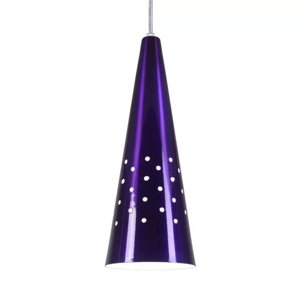 Pendente Cone Furado Luminária Lustre Alumínio Roxo Verniz - Rei Da Iluminação - 3