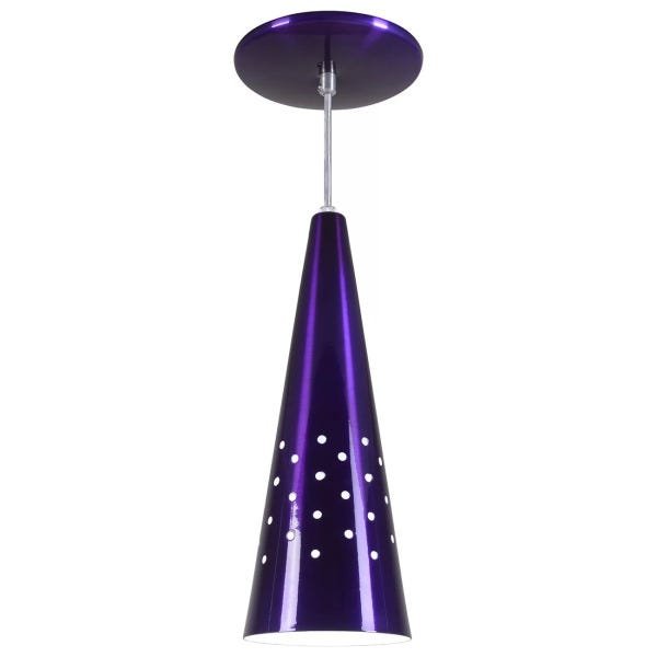 Pendente Cone Furado Luminária Lustre Alumínio Roxo Verniz - Rei Da Iluminação - 1