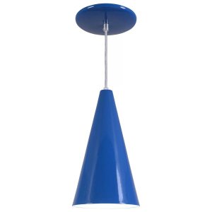Pendente Cone Luminária Lustre Alumínio Azul Royal - Rei Da Iluminação